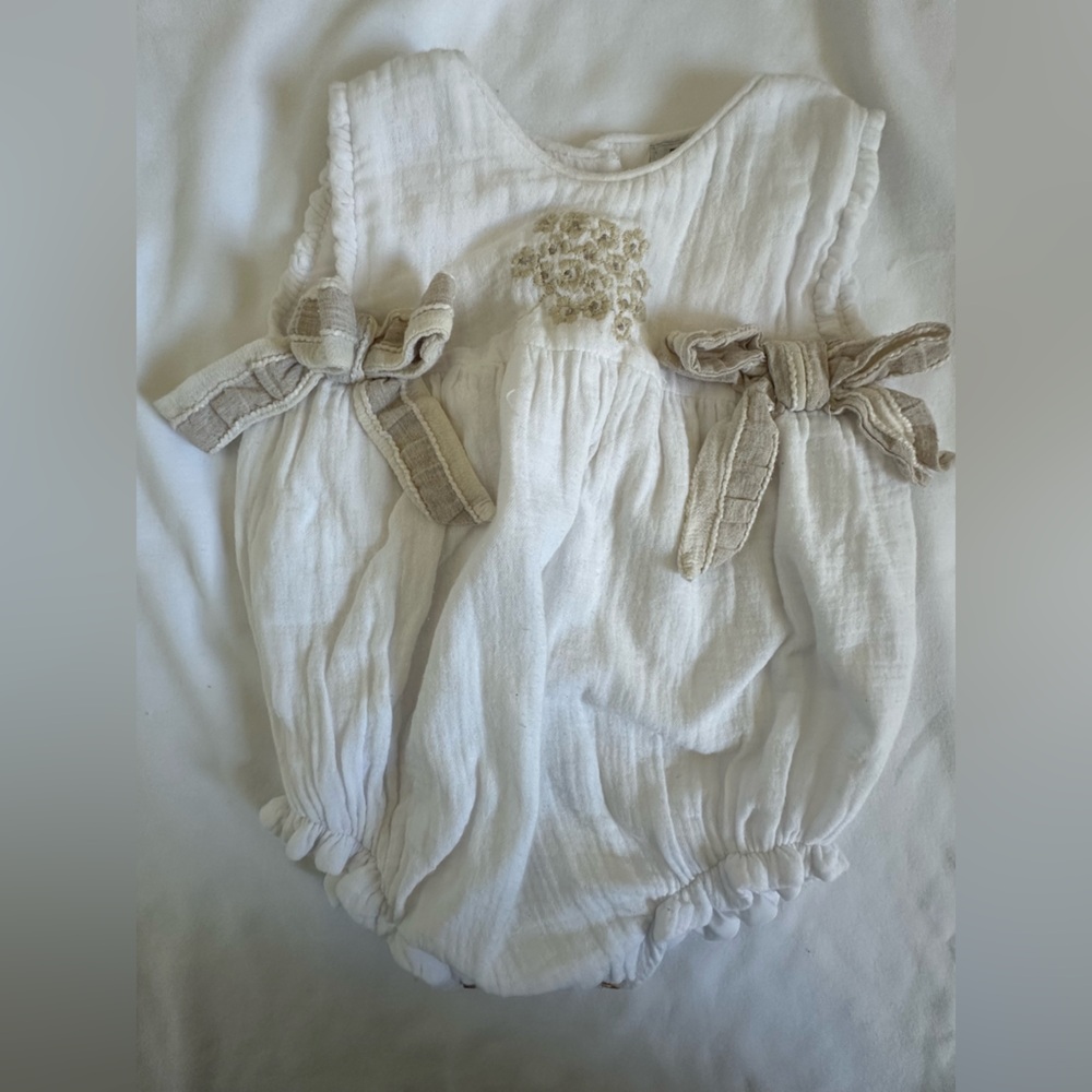 Elegant White and Tan Baby Diaper Cover